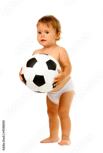 Cute baby with ball isolate...