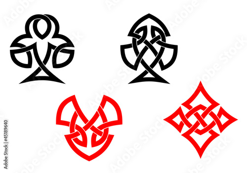 Poker card symbols in celtic style