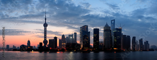 Shanghai morning silhouette
