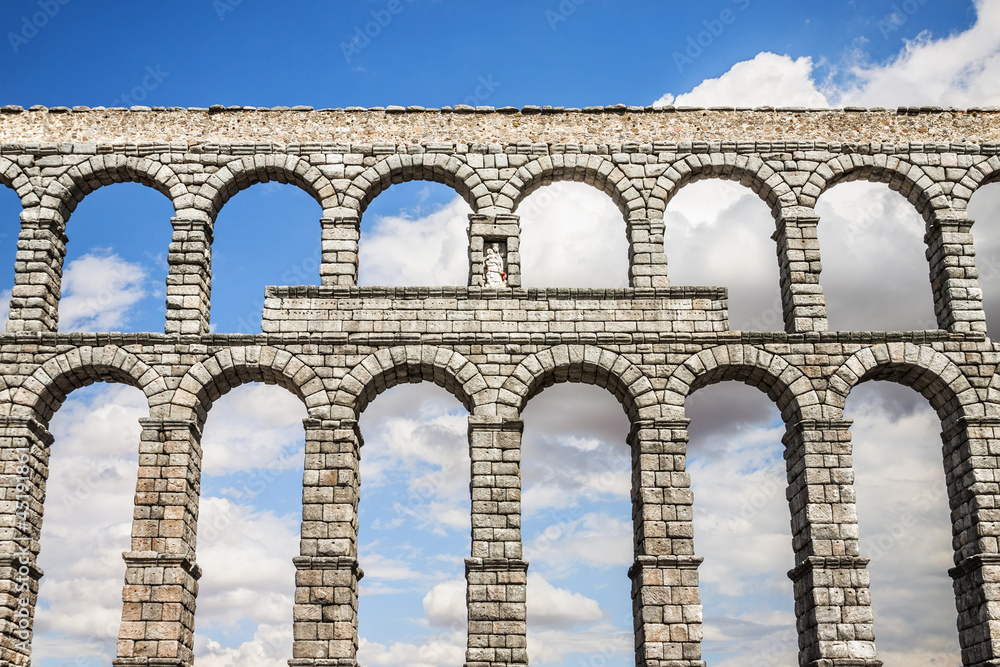 The famous ancient aqueduct in Segovia, Castilla y Leon, Spain