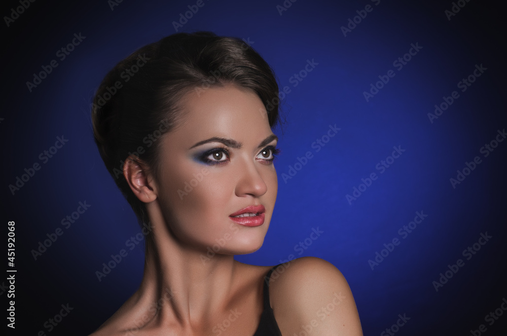 portrait girl on blue portrait girl on blue