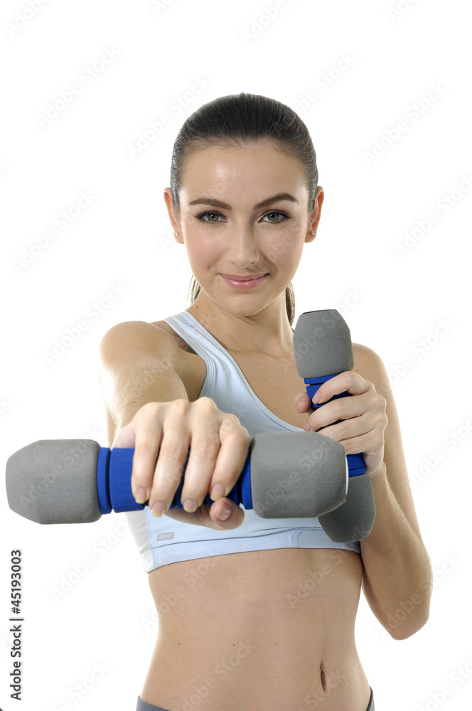 Portrait of a pretty girl exercising with weights Portrait of a pretty girl exercising with weights