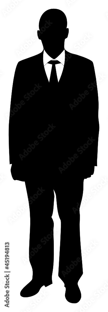 Silhouette eines stehenden Mannes von vorne Silhouette eines stehenden Mannes von vorne