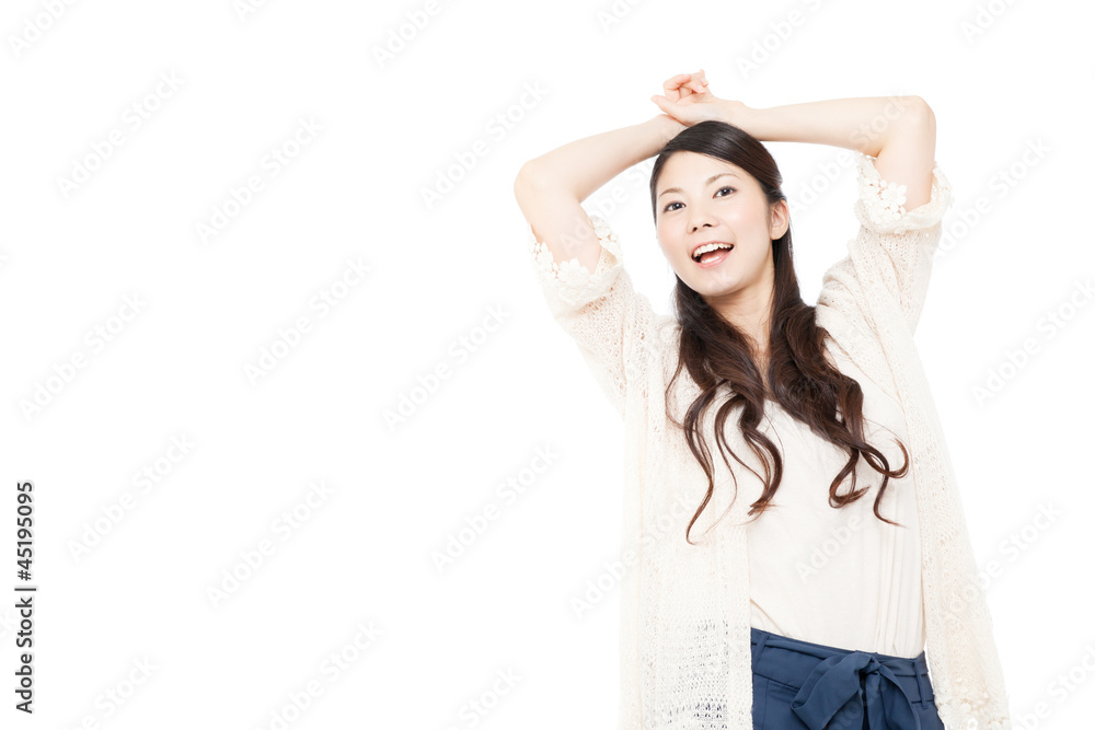 Beautiful young woman on white background. Portrait of asian. Beautiful young woman on white background. Portrait of asian.