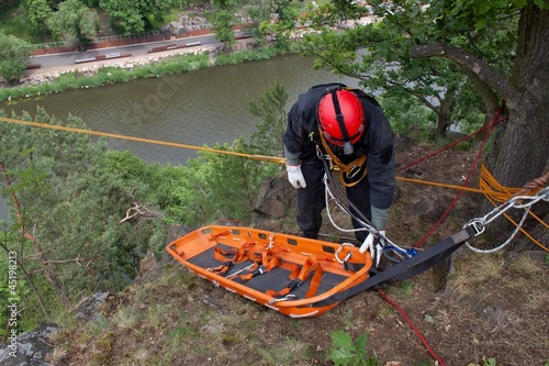 rescuer on the rope, exercise special police units photo