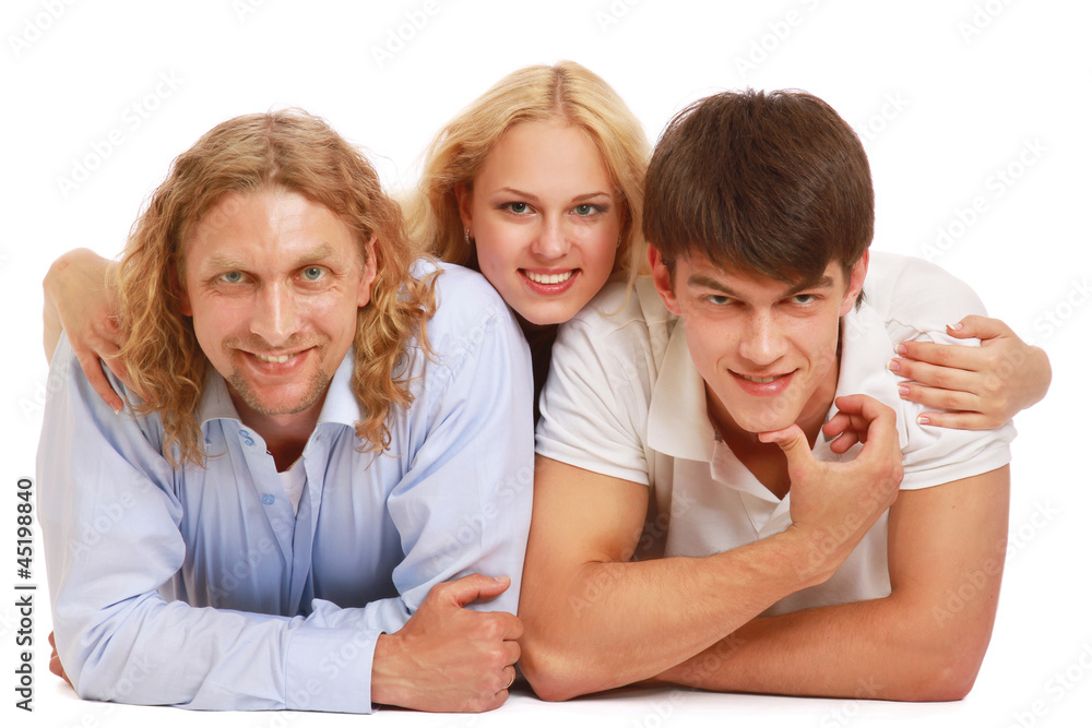 A group of happy young people, isolated on white