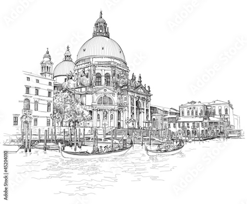 Venice - Cathedral of Santa Maria della Salute - vector drawing