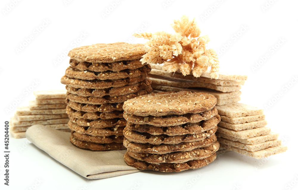 tasty crispbread and ears, isolated on white tasty crispbread and ears, isolated on white