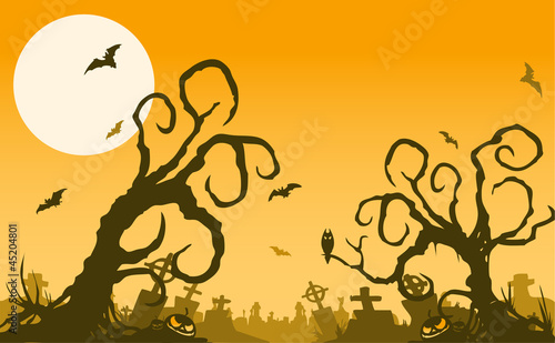 halloween foggy cemetary