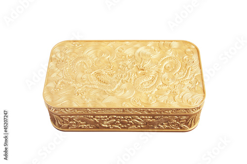 golden plastic box on footpath in Thailand photo