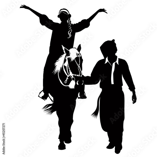 girl and the guy on the horse walk