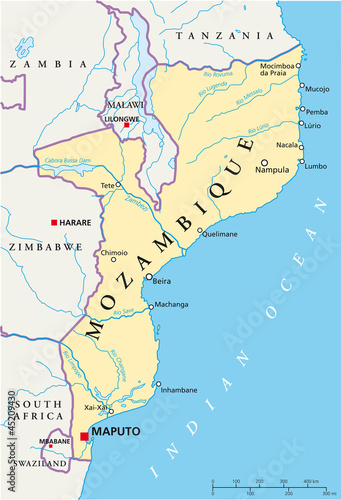 Mozambique map  Mosambik Landkarte 