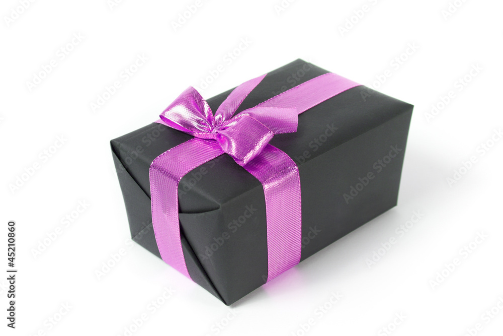 black gift box with pink ribbon black gift box with pink ribbon
