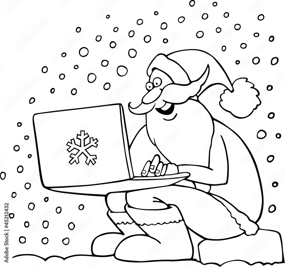Obraz premium cartoon santa claus for coloring book