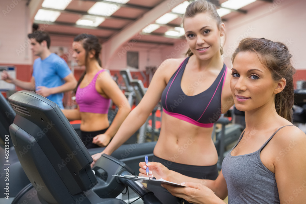 Smiling women in gym Smiling women in gym