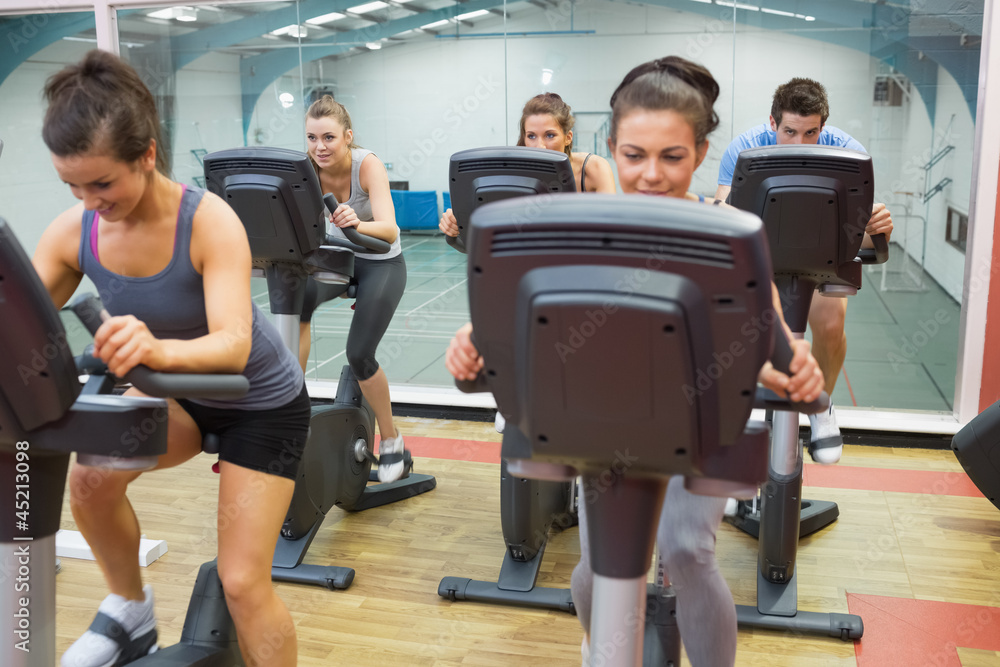 Spinning class in action Spinning class in action