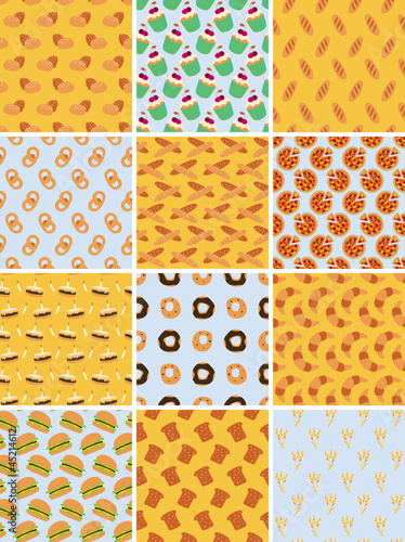 Set of bakery seamless patterns