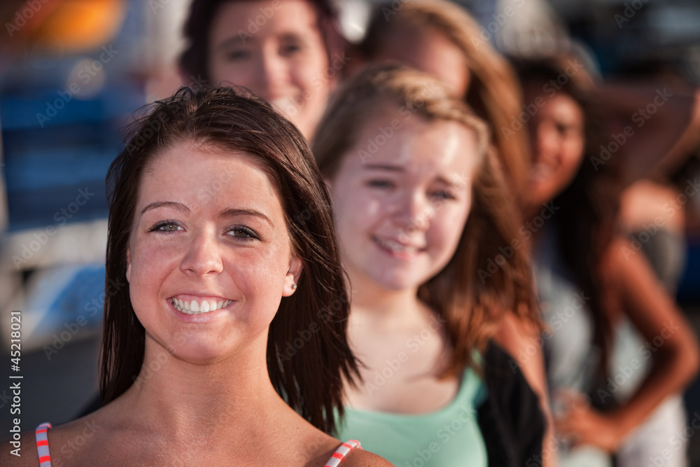 Fototapeta premium Happy Teenage Girls in a Row
