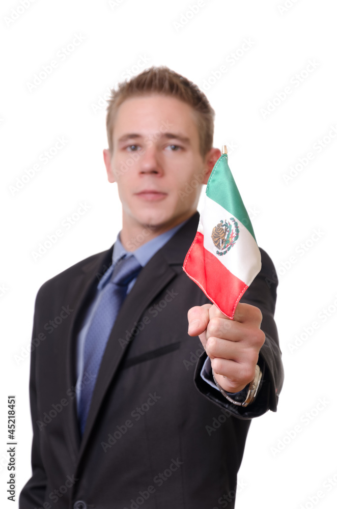 Young businessman proudly showing the mexican flag Young businessman proudly showing the mexican flag