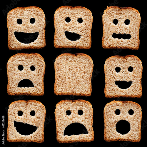 Bread slices with face expressions