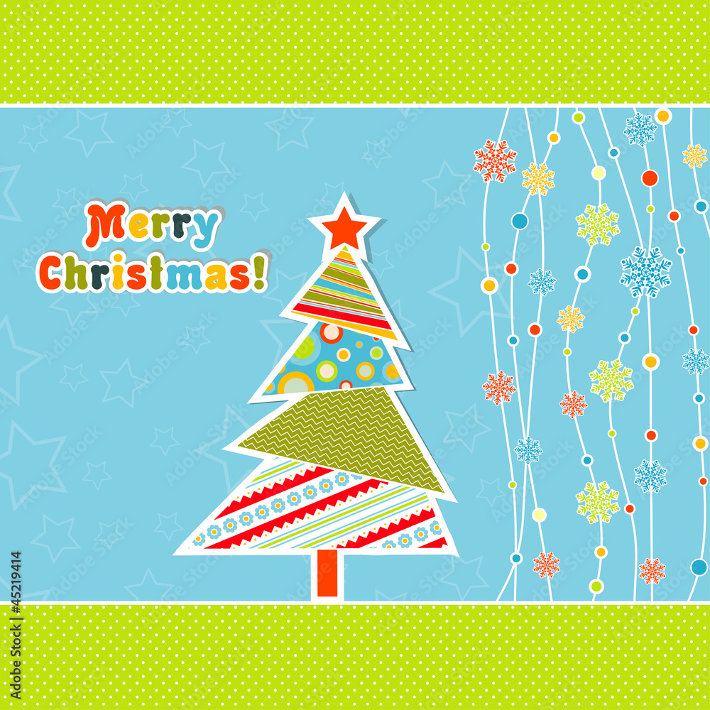 Template christmas greeting card, vector