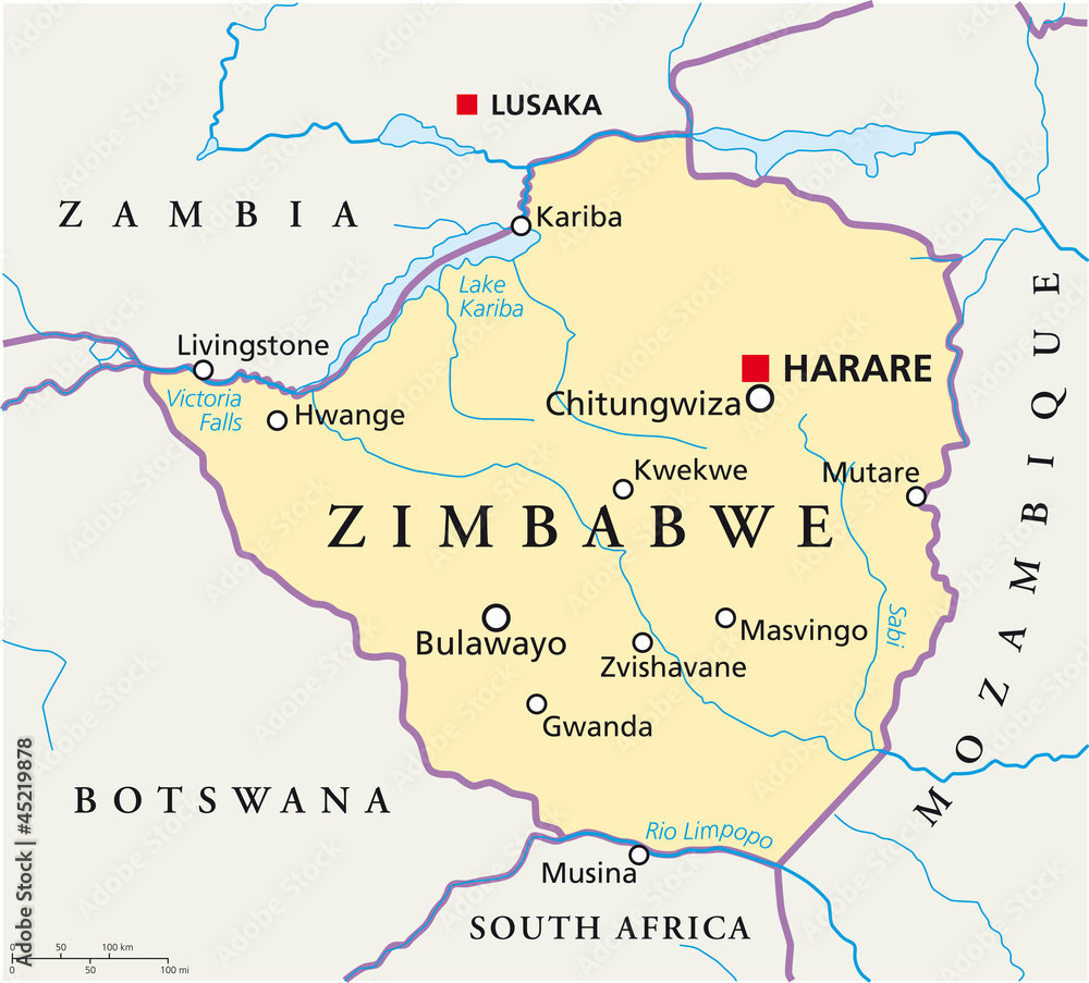 Zimbabwe map (Simbabwe Landkarte)