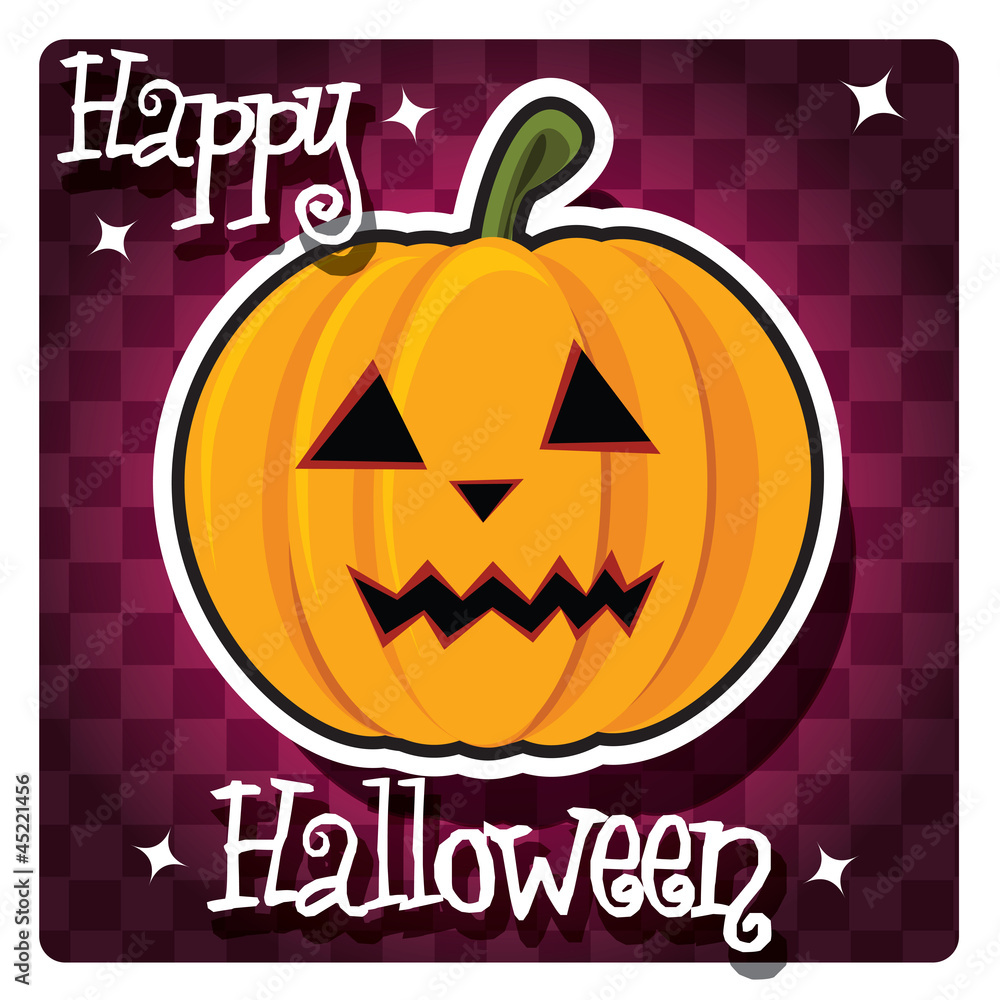 Happy Halloween card with a pumpkin, vector Happy Halloween card with a pumpkin, vector