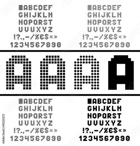 Vector pixel alphabet