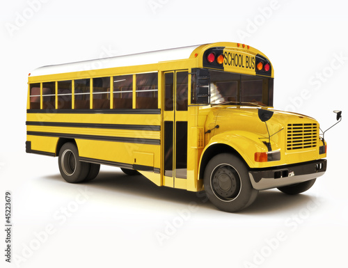 School bus with white top isolated on a white background