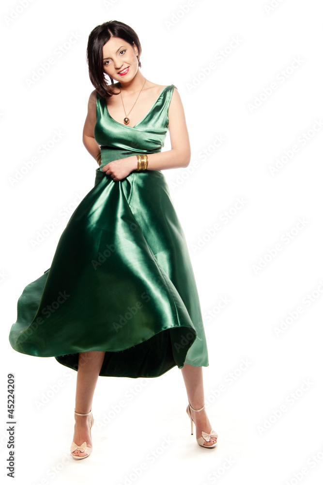 Shiny green dress