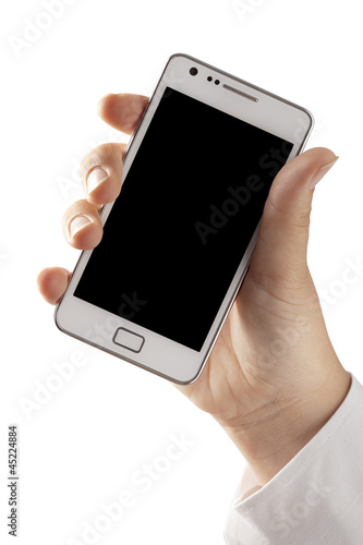 Woman hand holding an smartphone