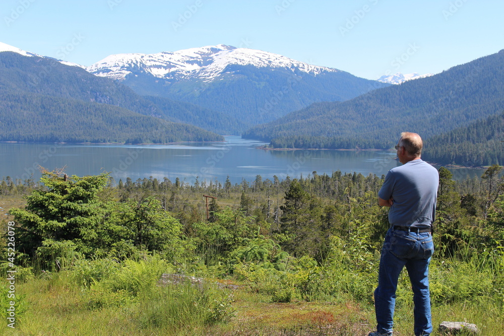 Senior Man in  Alaska Wilderness Landscape