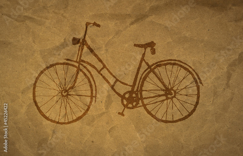 wrinkled paper craft textur, bicycle