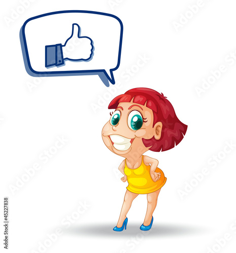 girl with thumb and call out