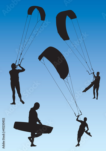 vector kitesurfing silhouette