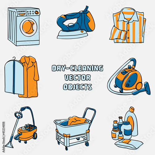 Dry-cleaning and laundry vector objects