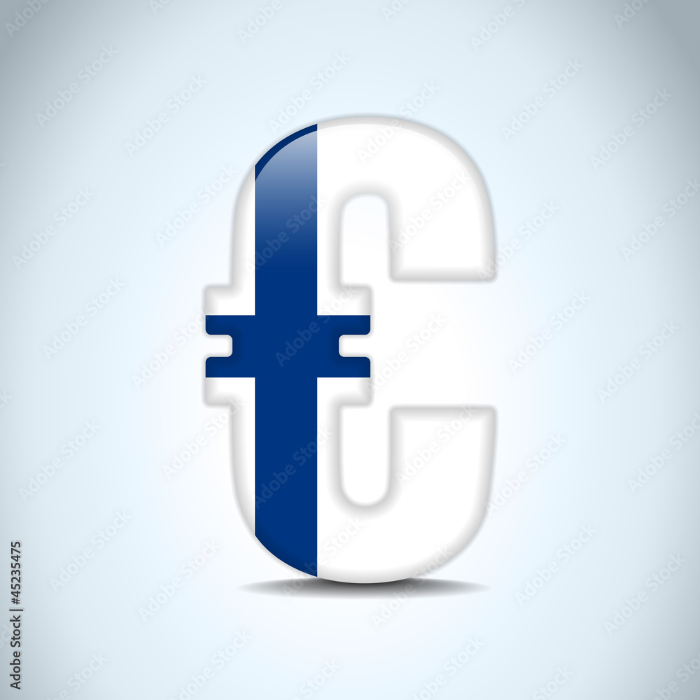 Obraz premium Euro Symbol with Finland Flag