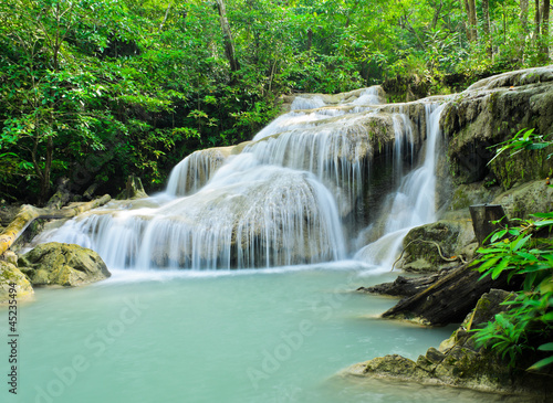 Beautiful tropical rain forest waterfall, Thailand