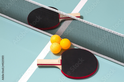 Table tennis rackets and balls