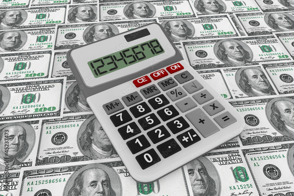 Dollars banknotes with calculator Dollars banknotes with calculator