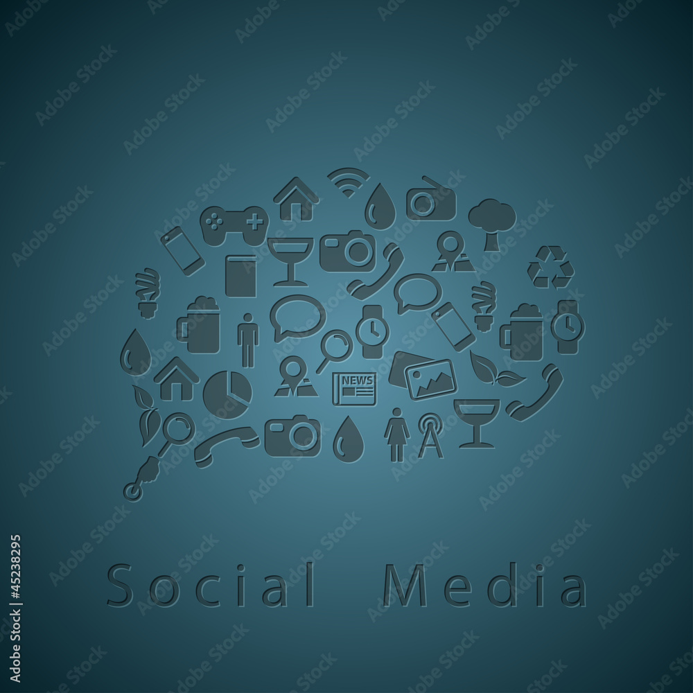Social media icons texture in chat bubble