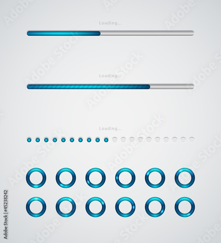 Blue loading bars and spinner