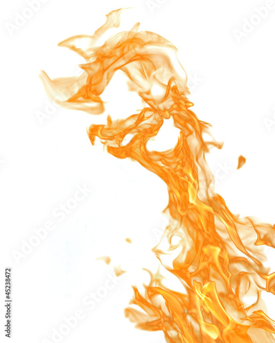 isolated on white yellow fire