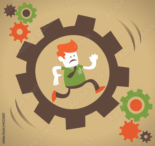 Corporate Guy running the machine