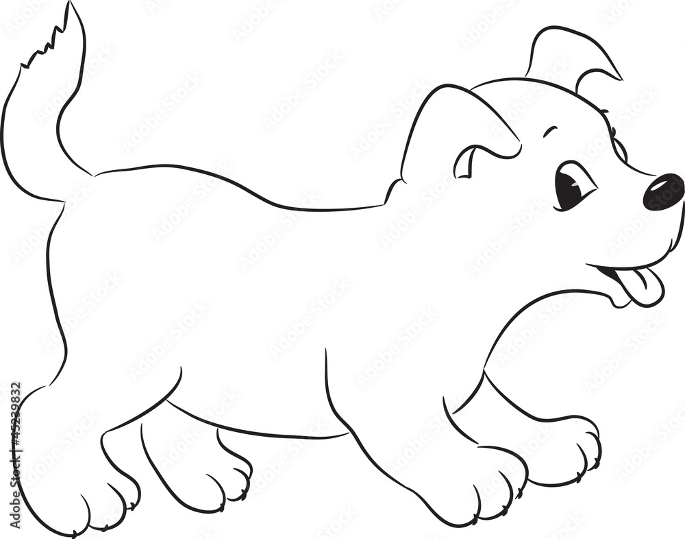 Outlined cute cartoon dog. Vector illustration. Stock Vector | Adobe Stock