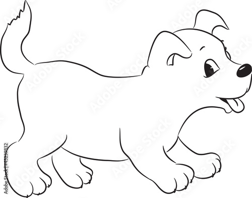 Outlined cute cartoon dog. Vector illustration.