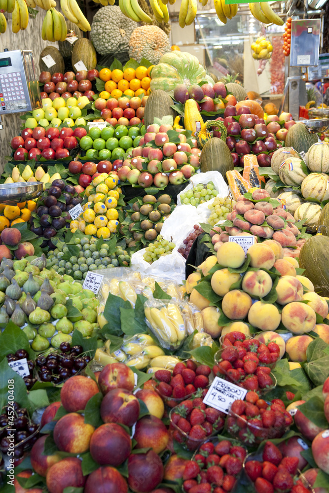Fruits market, in La Boqueria, market Barcelona Fruits market, in La Boqueria, market Barcelona