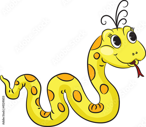 Funny cartoon snake. Vector illustration.