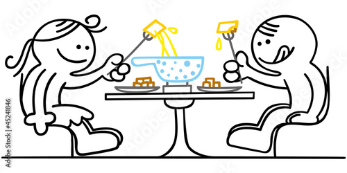 figur beim fondueessen