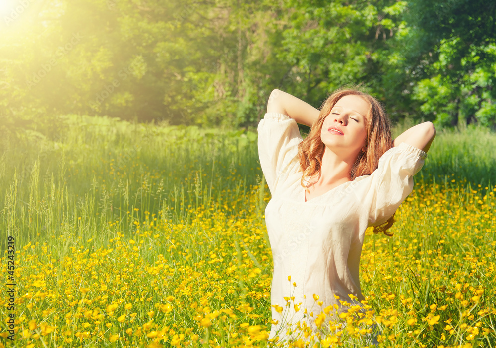 beautiful young woman enjoying the summer sun beautiful young woman enjoying the summer sun